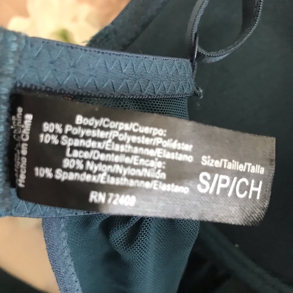 Sexy Criss-Cross Front Strap Chemise in Teal Green - Picture 4 of 4